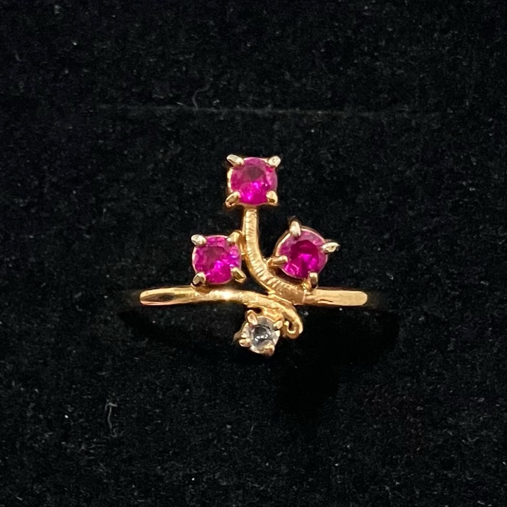 Gold Tone Lab Rubies Dainty Ring 6